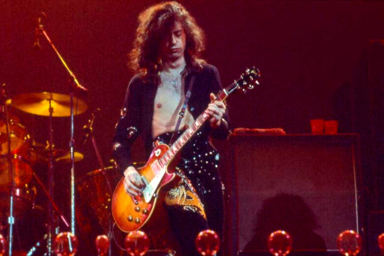 Jimmy Page mit seiner Les Paul 59 Iced Tea Burst