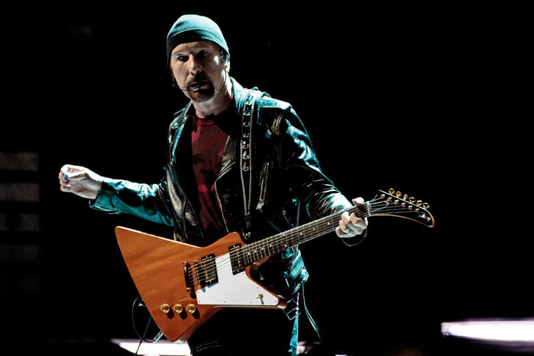 The Edge with his Gibson Les Paul The Edge with his Gibson Les Paul